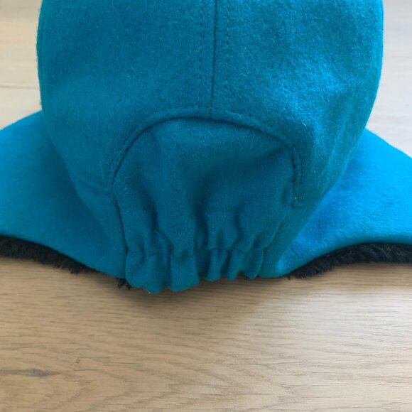 HOKA ONE ONE Wool Aviator Trapper Hat Blue Winter Ear Flap Ski Outdoor Cap - Picture 7 of 14